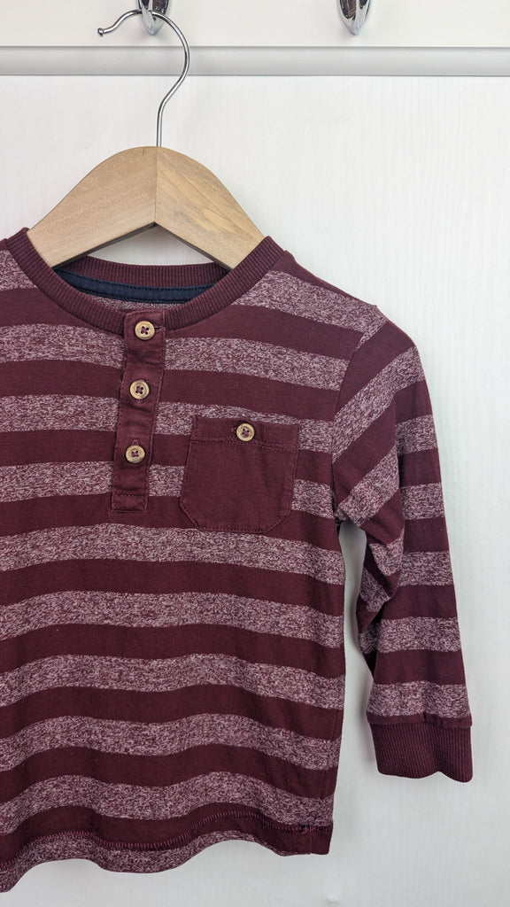 Matalan Striped Burgundy Top - Boys 12-18 Months Matalan Used, Preloved, Preworn & Second Hand Baby, Kids & Children's Clothing UK Online. Cheap affordable. Brands including Next, Joules, Nutmeg Morrisons, TU, F&F, H&M.