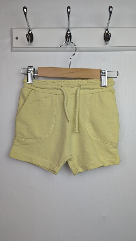 Matalan Yellow Jersey Shorts - Unisex 18-23 Months Little Ones Preloved Used, Preloved, Preworn Baby, Girls & Boys Clothes. Kids & Children's second hand Clothing UK Online. Cheap affordable. Brands including Next, Joules, Nutmeg Morrisons, TU, F&F, H&M.