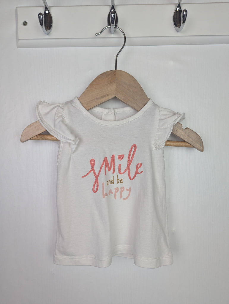 Matalan Smile Top - Girls 0-3 Months Little Ones Preloved Used, Preloved, Preworn Baby, Girls & Boys Clothes. Kids & Children's second hand Clothing UK Online. Cheap affordable. Brands including Next, Joules, Nutmeg Morrisons, TU, F&F, H&M.