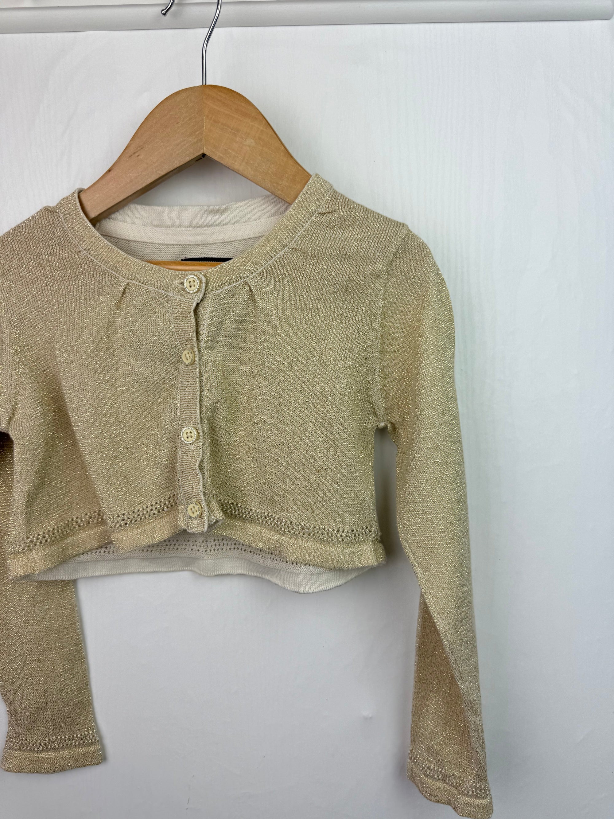 Max Gold Glitter Cropped Cardigan - Girls 5 - 6 Years - Little Ones Preloved. Second Hand Children's & Preloved Baby, Kids, Girls & Boys Clothes. UK online