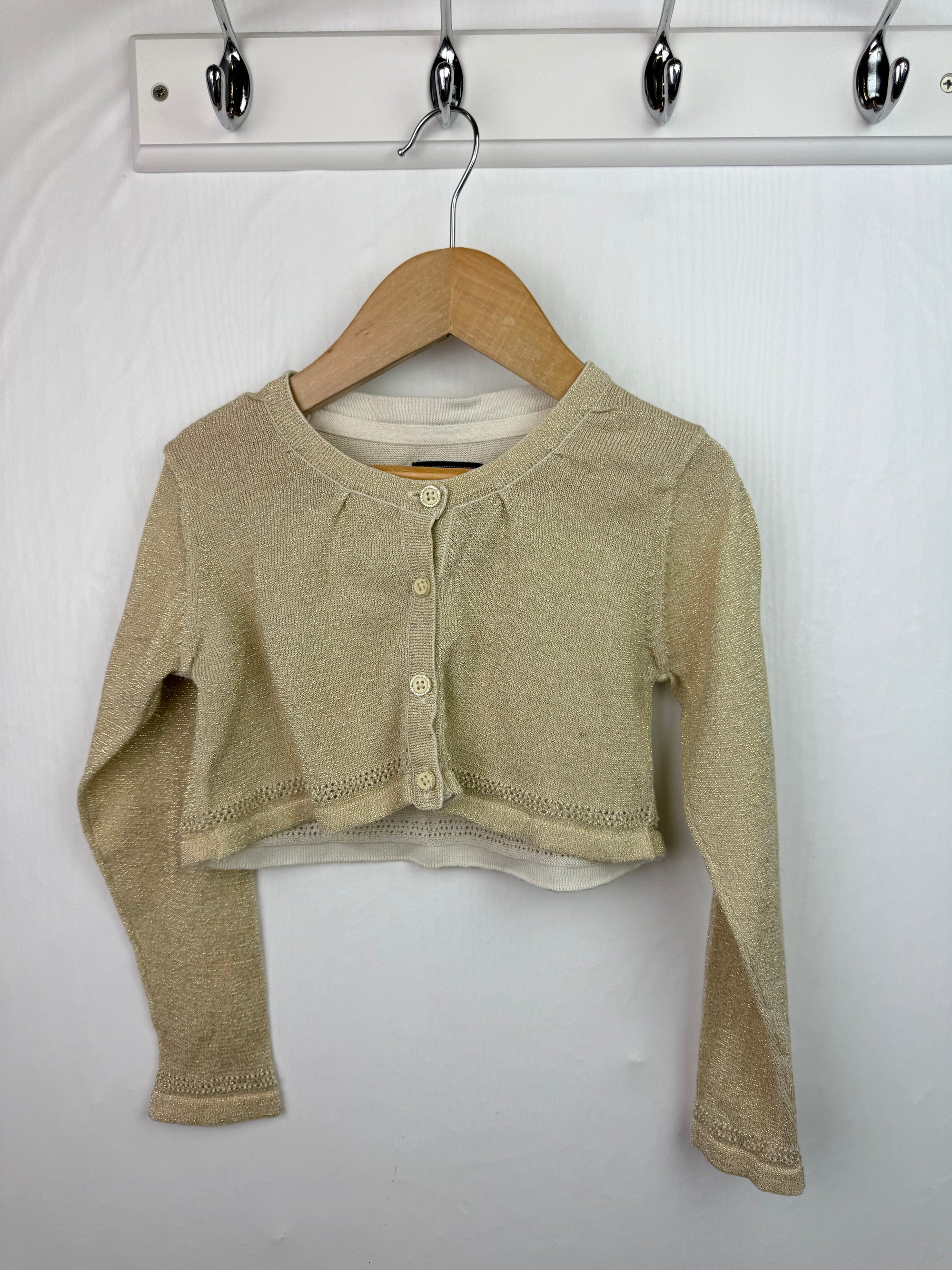 Max Gold Glitter Cropped Cardigan - Girls 5 - 6 Years - Little Ones Preloved. Second Hand Children's & Preloved Baby, Kids, Girls & Boys Clothes. UK online