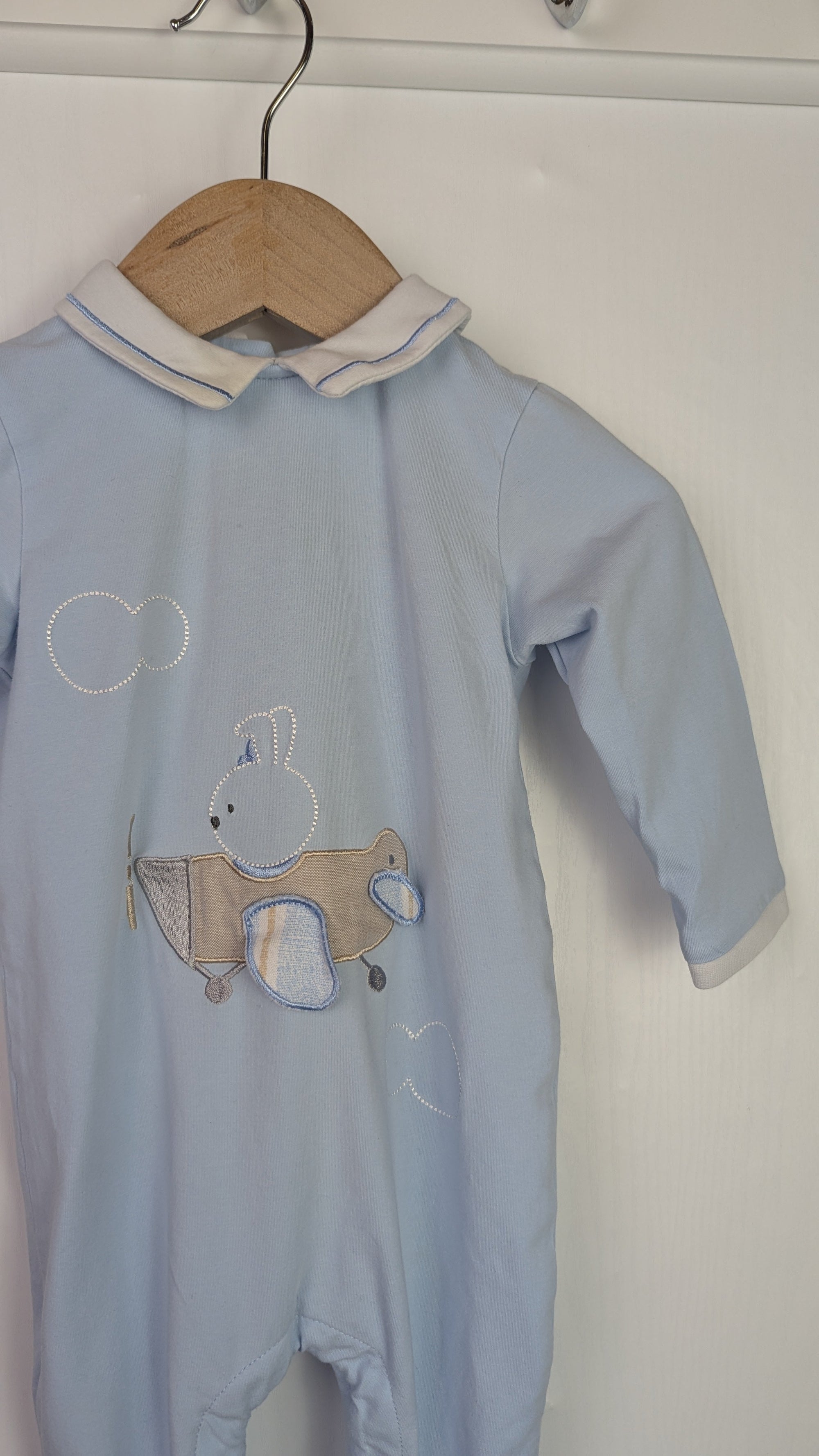 Mayoral Blue Bunny Plane Sleepsuit - Boys 4 - 6 Months - Little Ones Preloved. Second Hand Children's & Preloved Baby, Kids, Girls & Boys Clothes. UK online