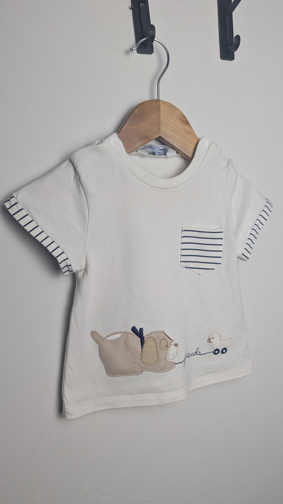 Mayoral White Puppy Top - Boys 18 Months Little Ones Preloved Used, Preloved, Preworn Baby, Girls & Boys Clothes. Kids & Children's second hand Clothing UK Online. Cheap affordable. Brands including Next, Joules, Nutmeg Morrisons, TU, F&F, H&M.