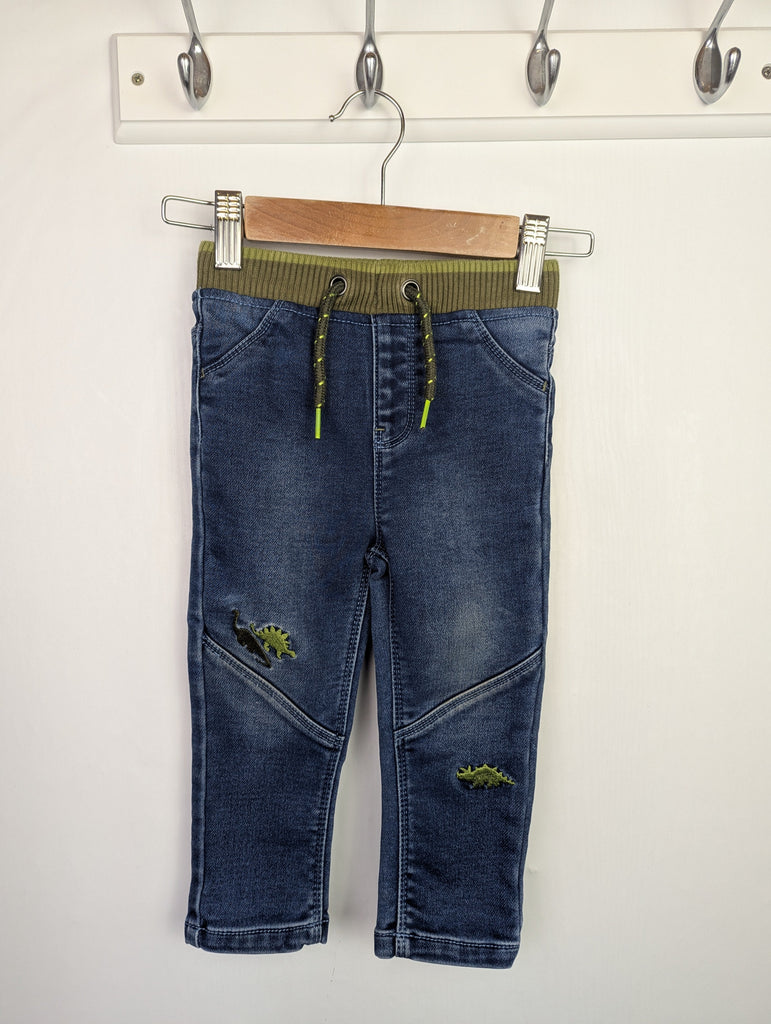 M&Co Dinosaur Jeans - Boys 9-12 Months Little Ones Preloved Used, Preloved, Preworn Baby, Girls & Boys Clothes. Kids & Children's second hand Clothing UK Online. Cheap affordable. Brands including Next, Joules, Nutmeg Morrisons, TU, F&F, H&M.