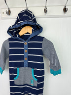 M&Co Striped Hoodie Romper - Boys 3 - 6 Months - Little Ones Preloved. Second Hand Children's & Preloved Baby, Kids, Girls & Boys Clothes. UK online