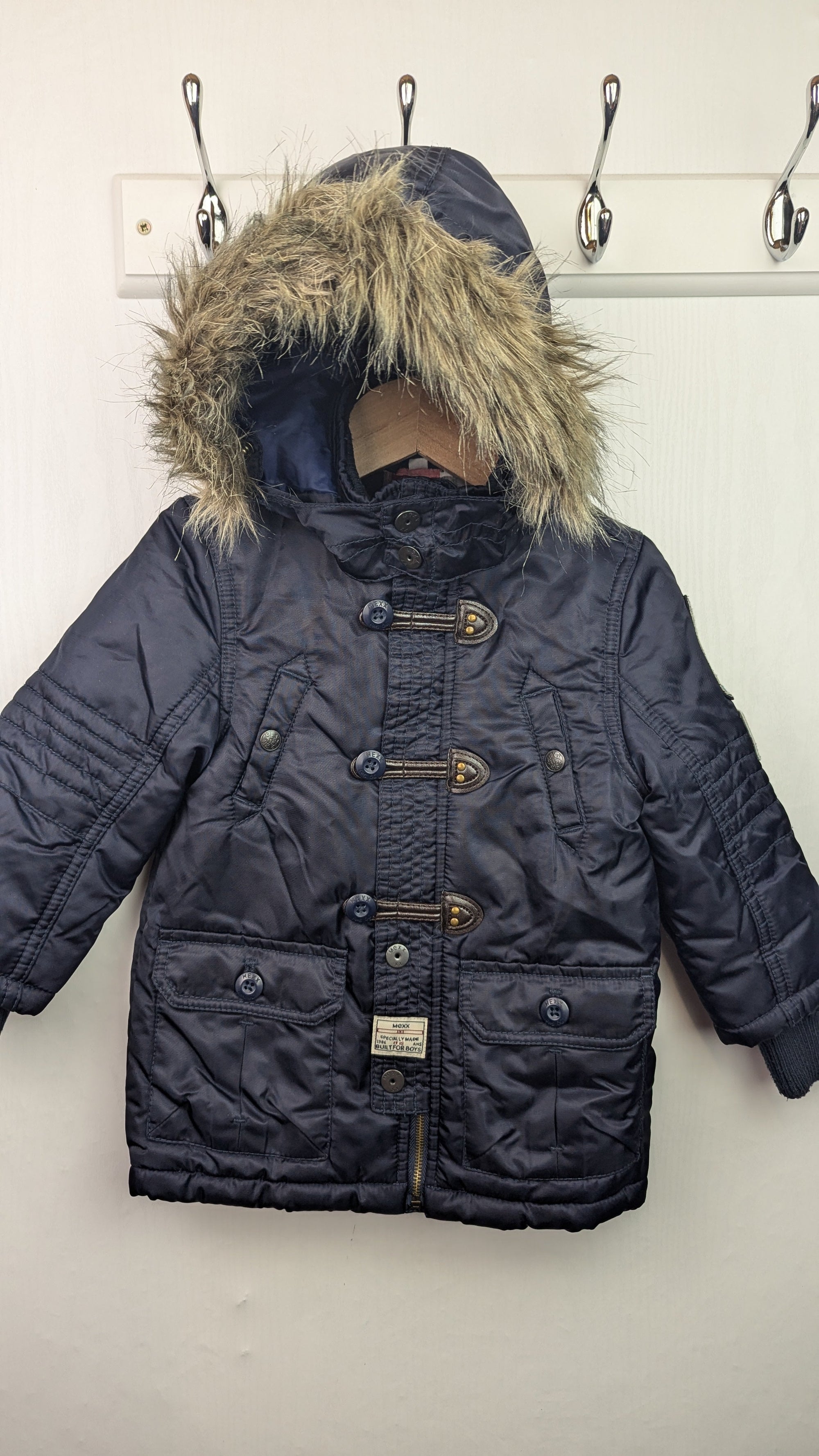 Mexx Navy Hooded Coat - Boys 12 - 18 Months - Little Ones Preloved. Second Hand Children's & Preloved Baby, Kids, Girls & Boys Clothes. UK online