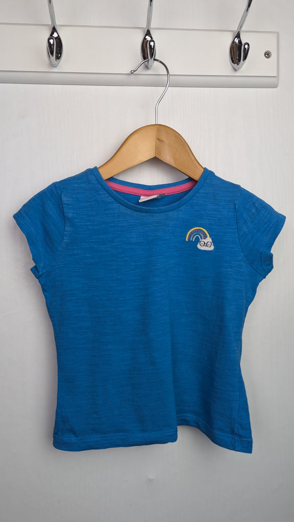 Mini Club Blue Short Sleeve Top - Girls 12-18 Months Little Ones Preloved Used, Preloved, Preworn Baby, Girls & Boys Clothes. Kids & Children's second hand Clothing UK Online. Cheap affordable. Brands including Next, Joules, Nutmeg Morrisons, TU, F&F, H&M.