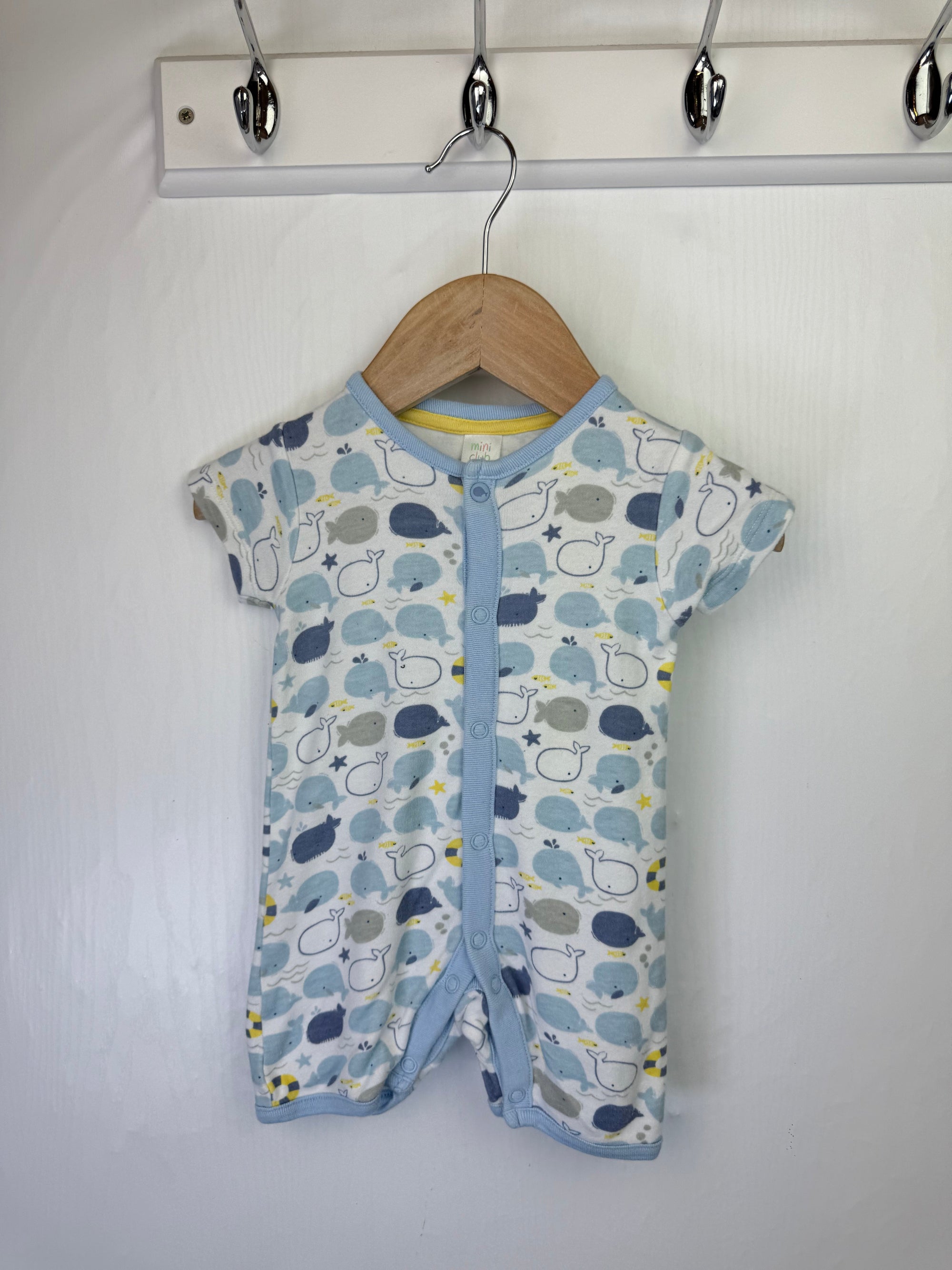 Mini Club Blue Whale Romper - Baby Boys 0 - 3 Months - Little Ones Preloved. Second Hand Children's & Preloved Baby, Kids, Girls & Boys Clothes. UK online