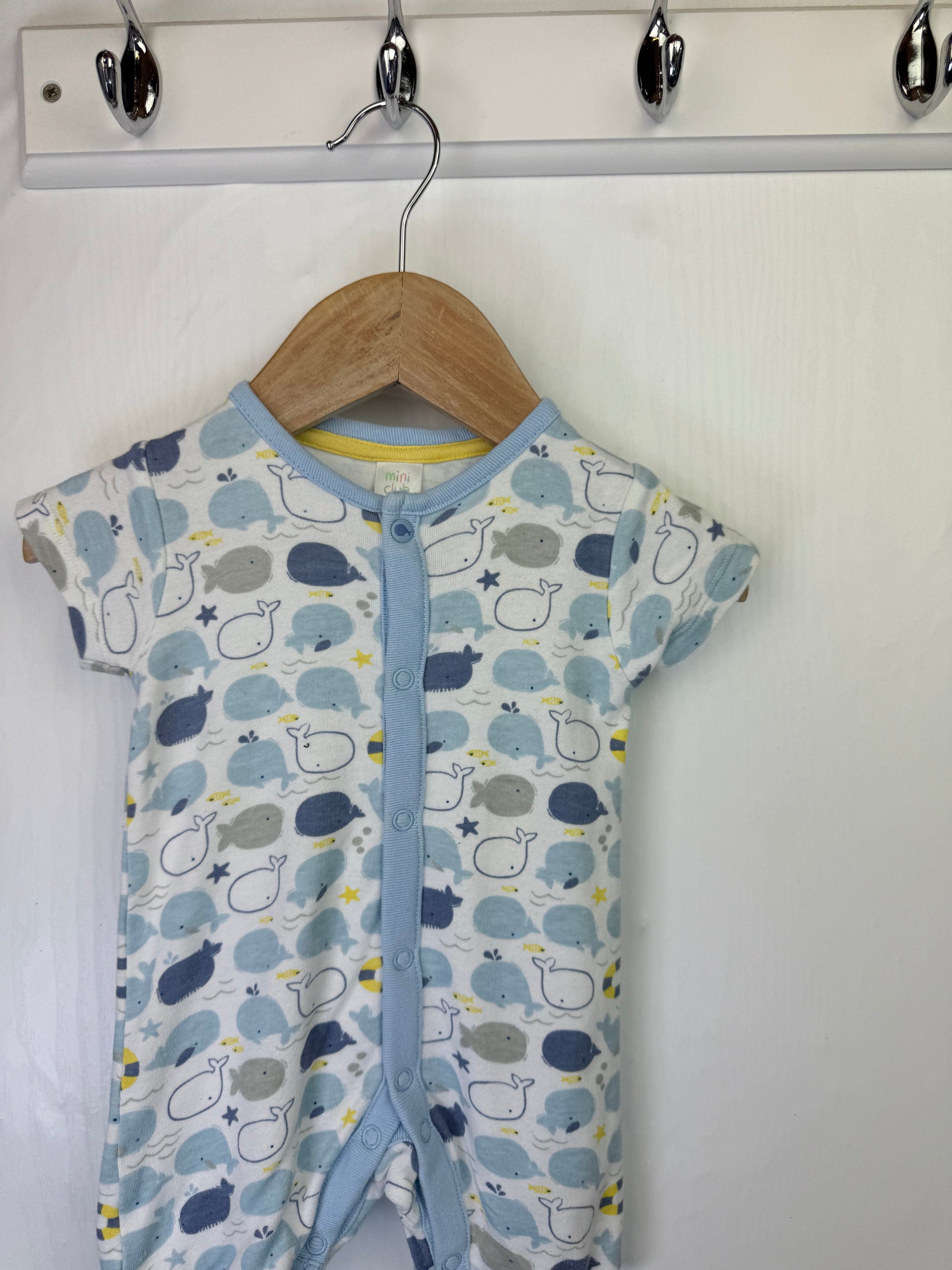 Mini Club Blue Whale Romper - Baby Boys 0 - 3 Months - Little Ones Preloved. Second Hand Children's & Preloved Baby, Kids, Girls & Boys Clothes. UK online