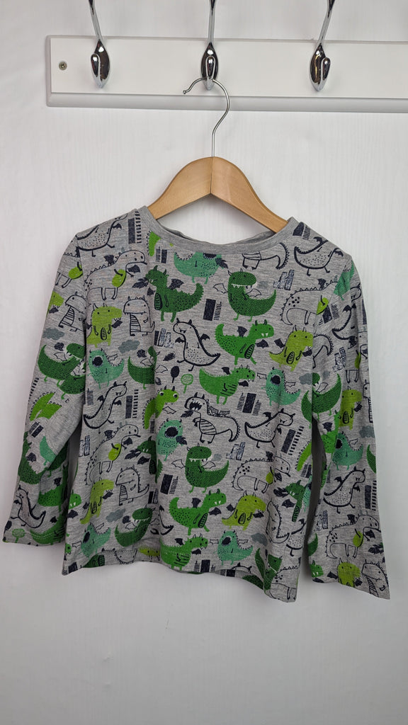 Mini Club Grey Dinosaur Long Sleeve Top - Boys 4-5 Years Little Ones Preloved Used, Preloved, Preworn & Second Hand Baby, Kids & Children's Clothing UK Online. Cheap affordable. Brands including Next, Joules, Nutmeg Morrisons, TU, F&F, H&M.