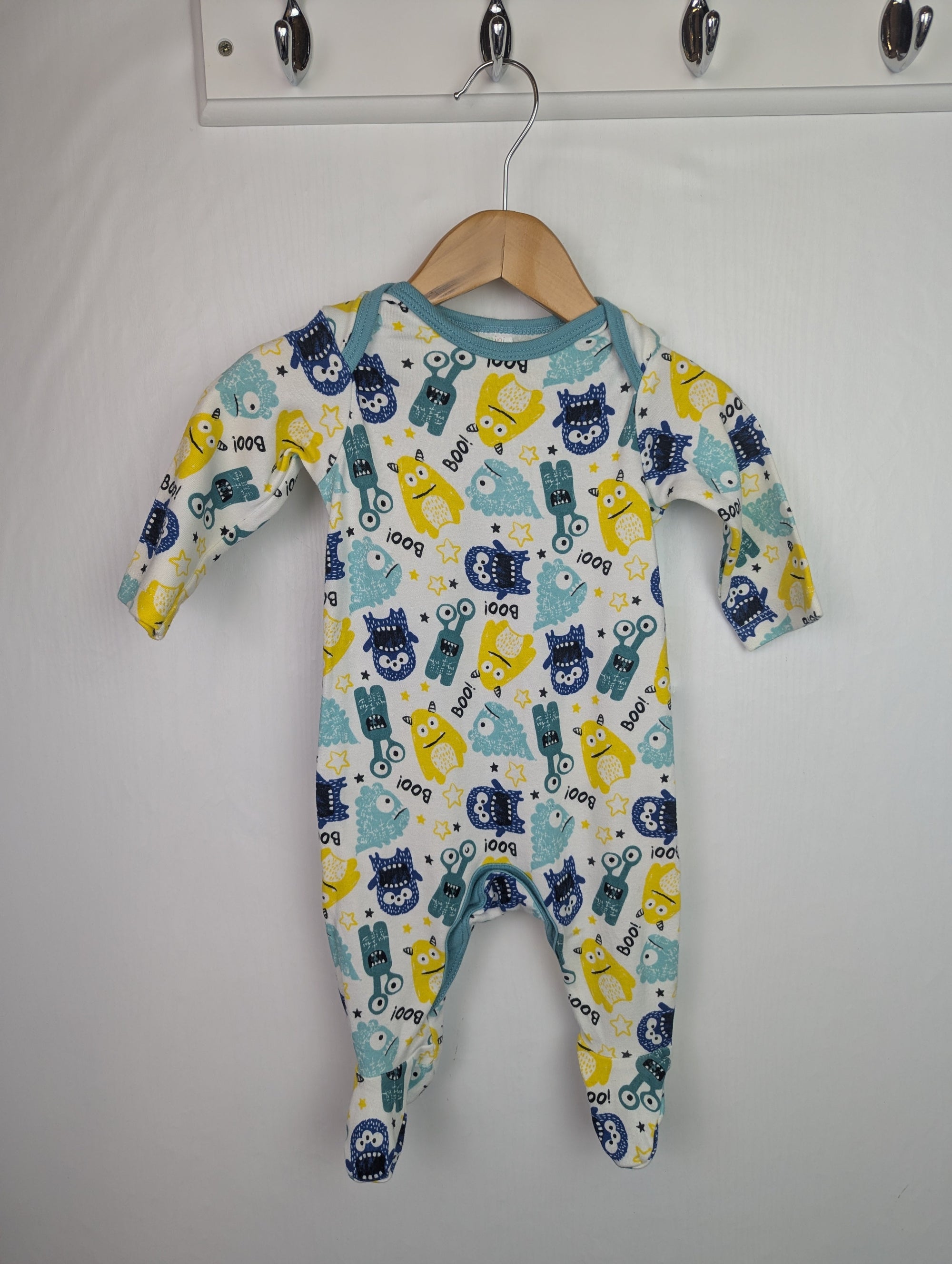 Mini Club Monsters Sleepsuit - Baby Boys 0 - 3 Months - Little Ones Preloved. Second Hand Children's & Preloved Baby, Kids, Girls & Boys Clothes. UK online
