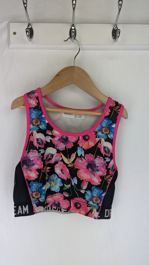 Minoti Pink Floral Sports Top - Girls 9-10 Years Minoti Used, Preloved, Preworn & Second Hand Baby, Kids & Children's Clothing UK Online. Cheap affordable. Brands including Next, Joules, Nutmeg Morrisons, TU, F&F, H&M.