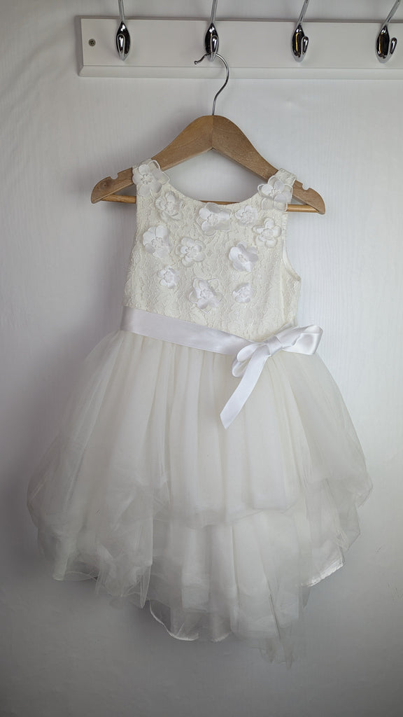 Monsoon Floral Mesh Bridesmaid Dress - Girls 4 Years Little Ones Preloved Used, Preloved, Preworn Baby, Girls & Boys Clothes. Kids & Children's second hand Clothing UK Online. Cheap affordable. Brands including Next, Joules, Nutmeg Morrisons, TU, F&F, H&M.