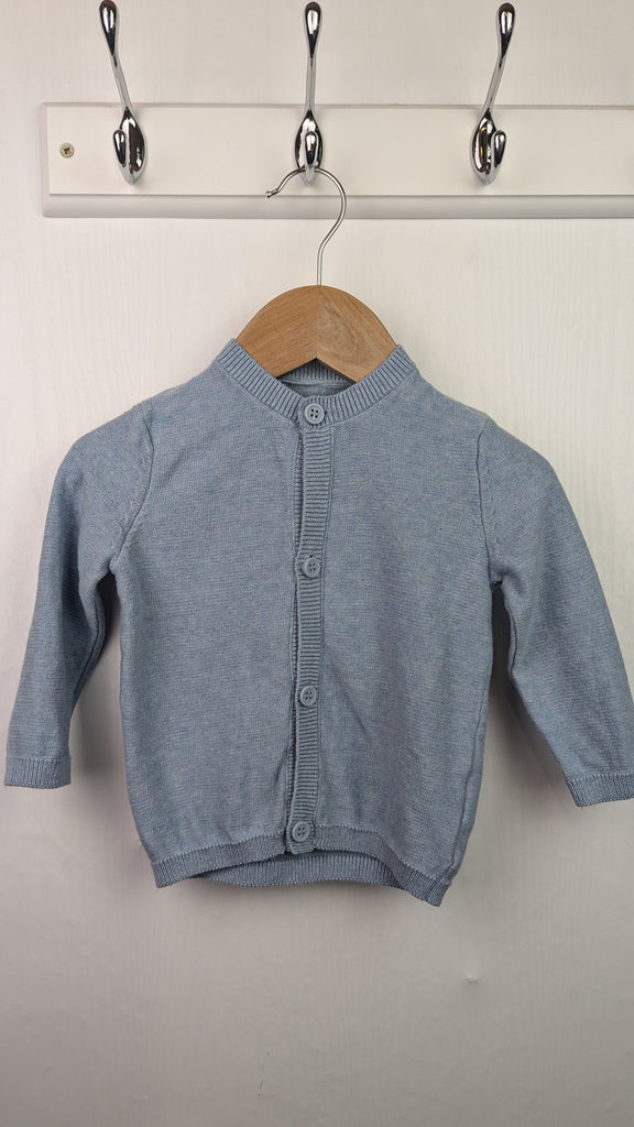 Mothercare Blue Fine Knit Cardigan - Unisex 6-9 Months Mothercare Used, Preloved, Preworn & Second Hand Baby, Kids & Children's Clothing UK Online. Cheap affordable. Brands including Next, Joules, Nutmeg Morrisons, TU, F&F, H&M.