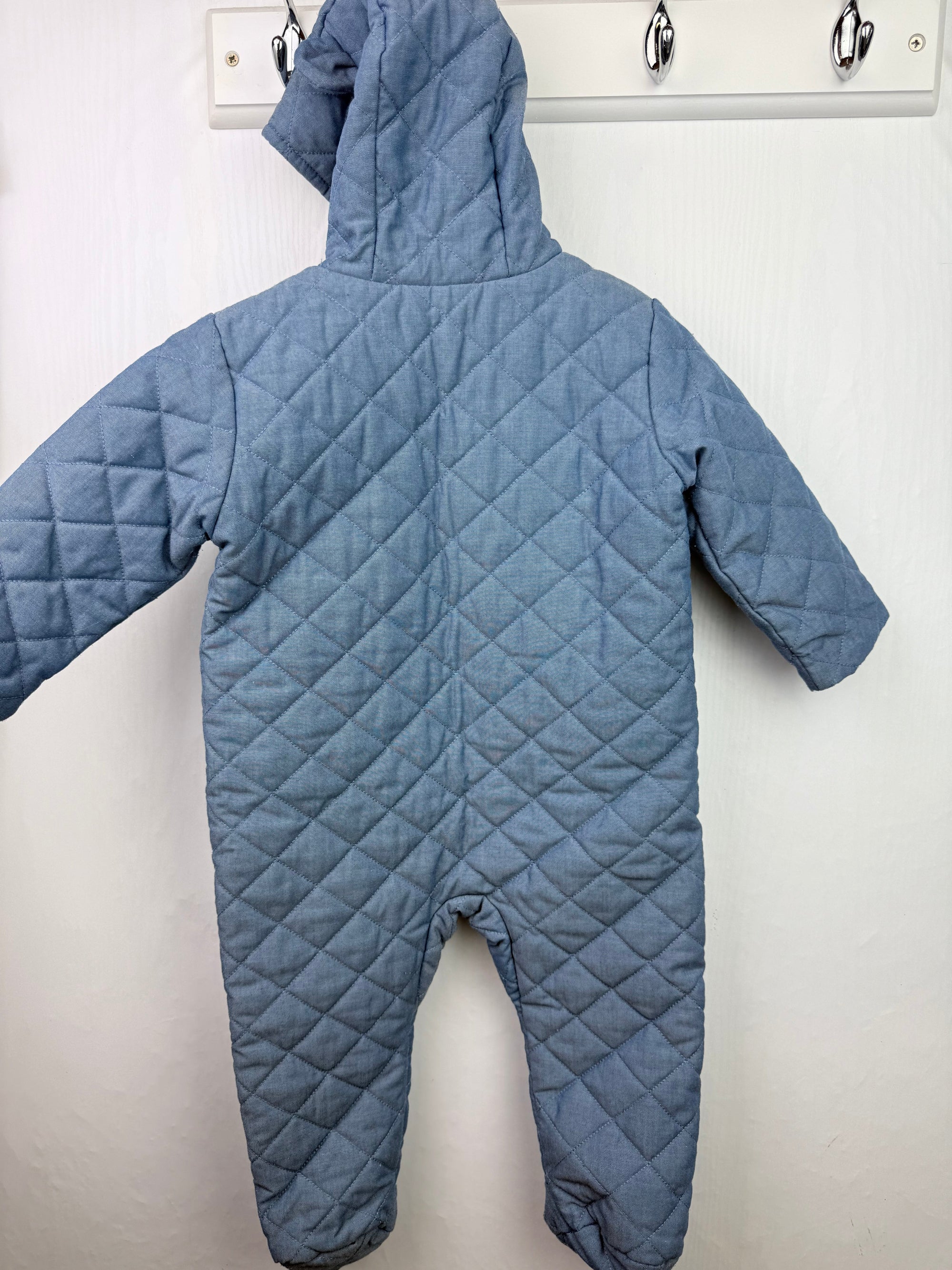 Mothercare Blue Quilted Bear Pramsuit - Boys 6 - 9 Months - Little Ones Preloved. Second Hand Children's & Preloved Baby, Kids, Girls & Boys Clothes. UK online