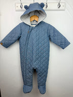 Mothercare Blue Quilted Bear Pramsuit - Boys 6 - 9 Months - Little Ones Preloved. Second Hand Children's & Preloved Baby, Kids, Girls & Boys Clothes. UK online