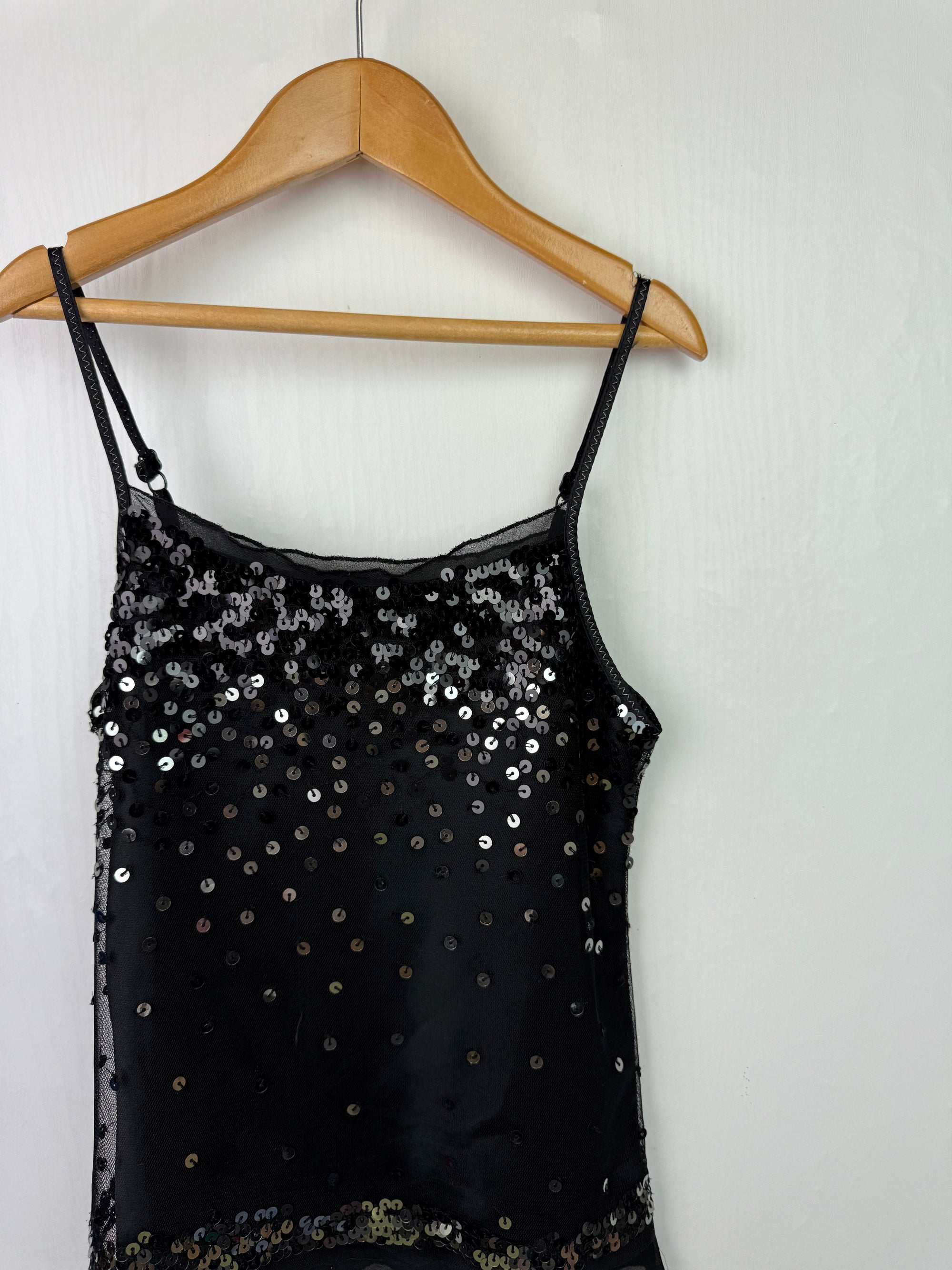 M&S Black Sequin Top - Girls 7 Years - Little Ones Preloved. Second Hand Children's & Preloved Baby, Kids, Girls & Boys Clothes. UK online