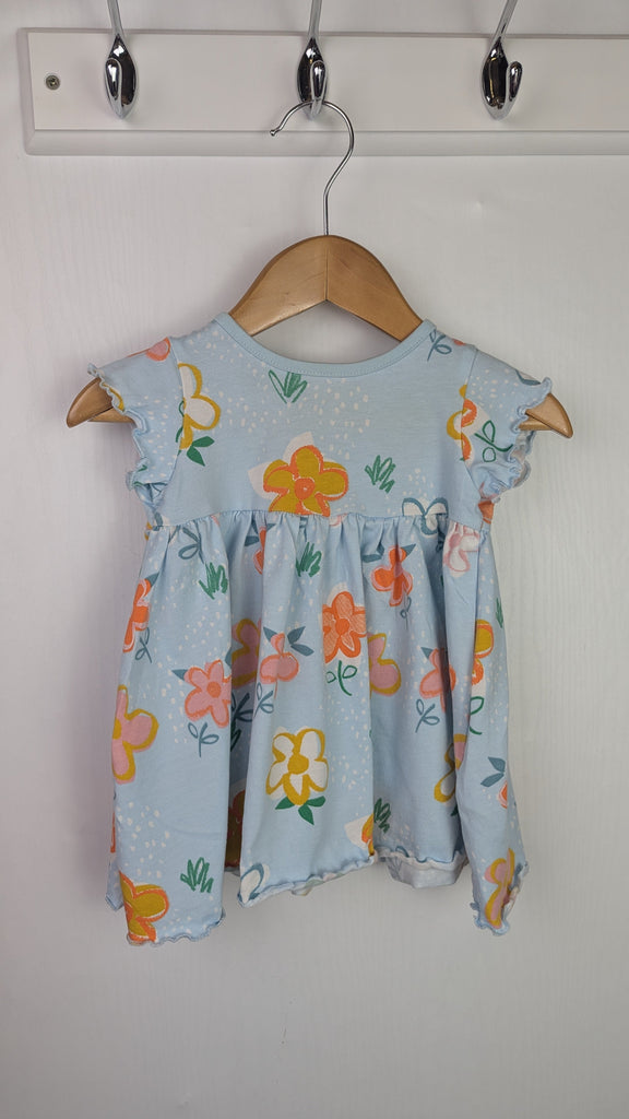 M&S Blue Floral Short Sleeve Dress - Girls 0-3 Months Little Ones Preloved Used, Preloved, Preworn & Second Hand Baby, Kids & Children's Clothing UK Online. Cheap affordable. Brands including Next, Joules, Nutmeg Morrisons, TU, F&F, H&M.