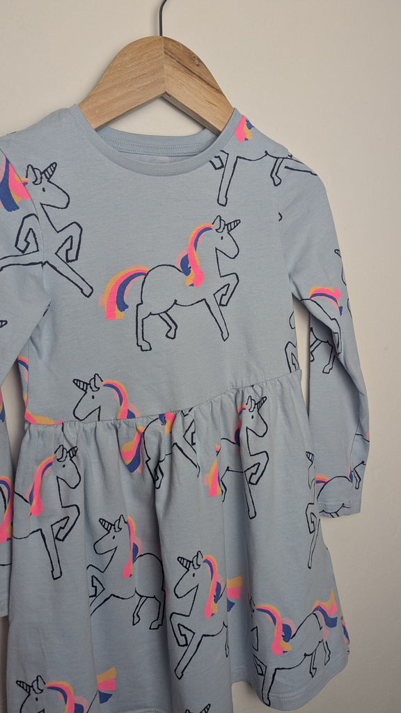 M&S Blue Unicorn Long Sleeve Dress - Girls 4-5 Years Little Ones Preloved Used, Preloved, Preworn & Second Hand Baby, Kids & Children's Clothing UK Online. Cheap affordable. Brands including Next, Joules, Nutmeg Morrisons, TU, F&F, H&M.