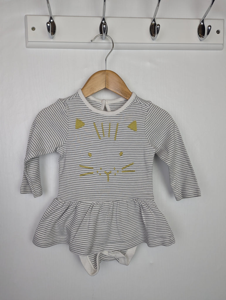 M&S Cat Dress with Bodysuit - Girls 9-12 Months Little Ones Preloved Used, Preloved, Preworn Baby, Girls & Boys Clothes. Kids & Children's second hand Clothing UK Online. Cheap affordable. Brands including Next, Joules, Nutmeg Morrisons, TU, F&F, H&M.