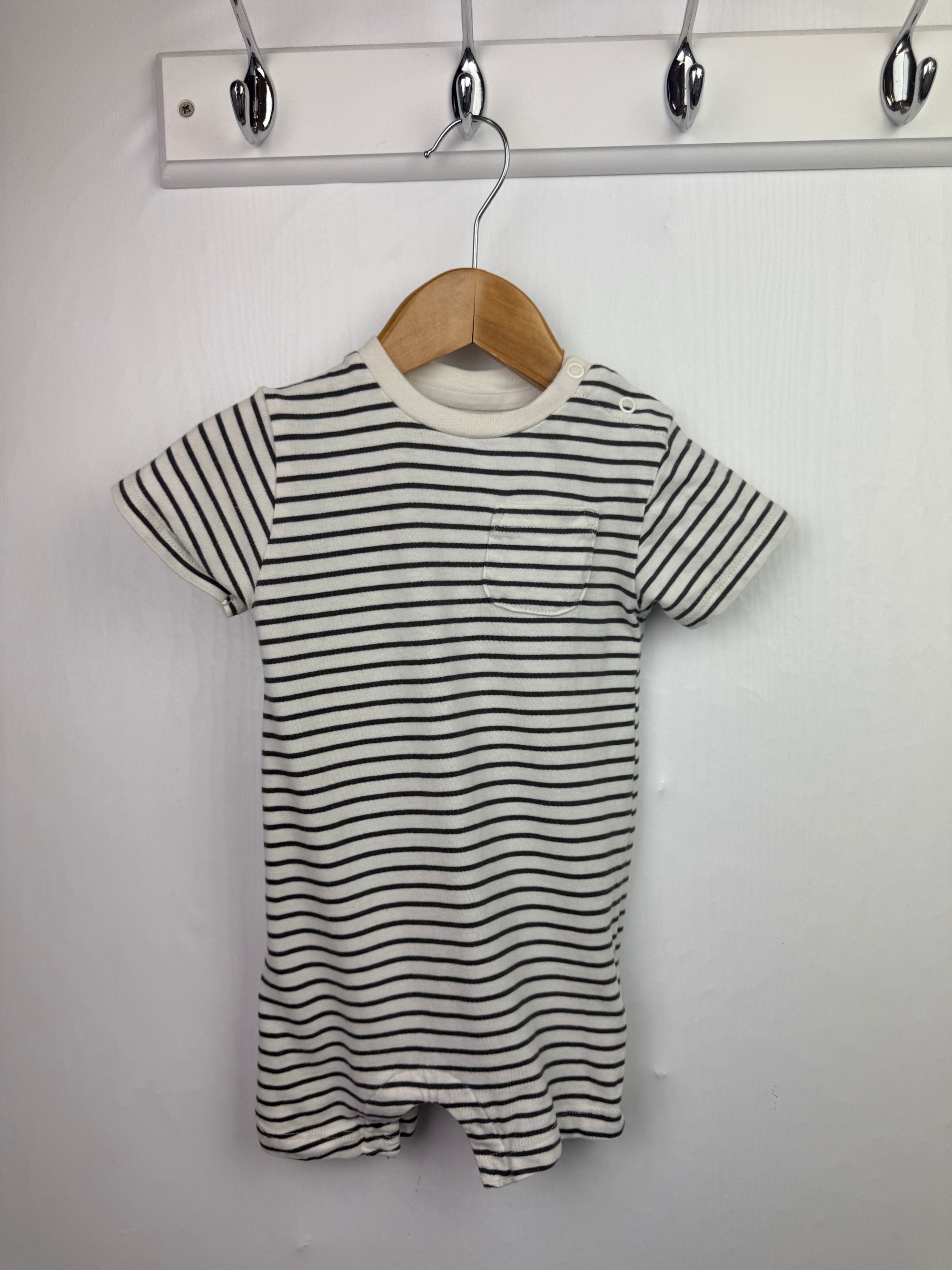 M&S Cream Striped Romper - Baby Boys 3 - 6 Months - Little Ones Preloved. Second Hand Children's & Preloved Baby, Kids, Girls & Boys Clothes. UK online