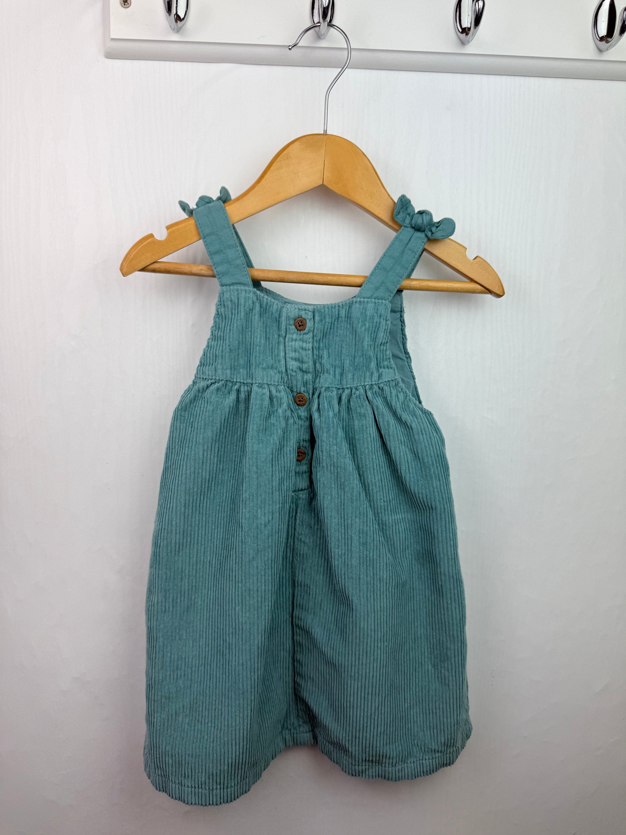 M&S Dark Aqua Cord Dress - Girls 12 - 18 Months - Little Ones Preloved. Second Hand Children's & Preloved Baby, Kids, Girls & Boys Clothes. UK online