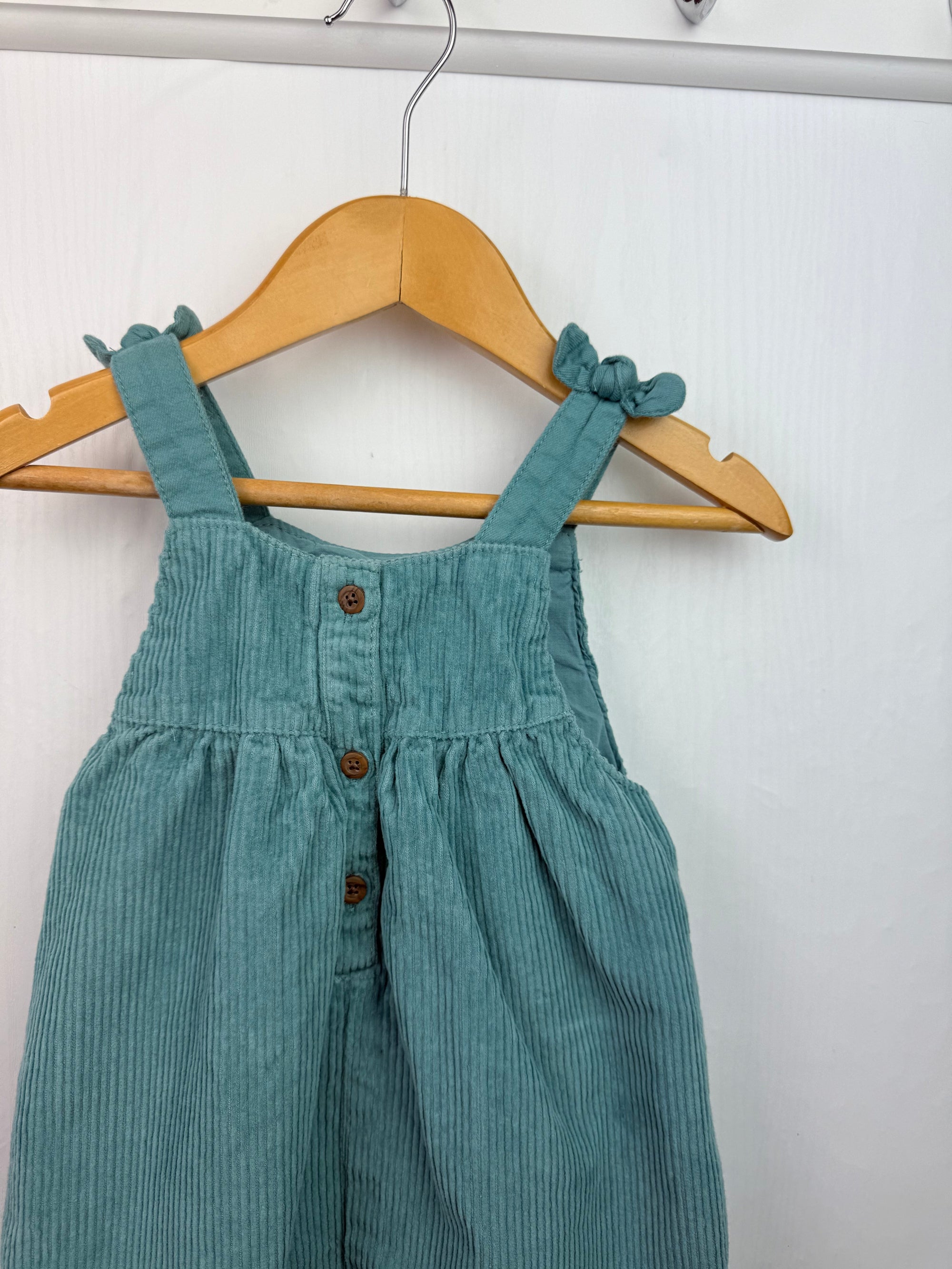 M&S Dark Aqua Cord Dress - Girls 12 - 18 Months - Little Ones Preloved. Second Hand Children's & Preloved Baby, Kids, Girls & Boys Clothes. UK online