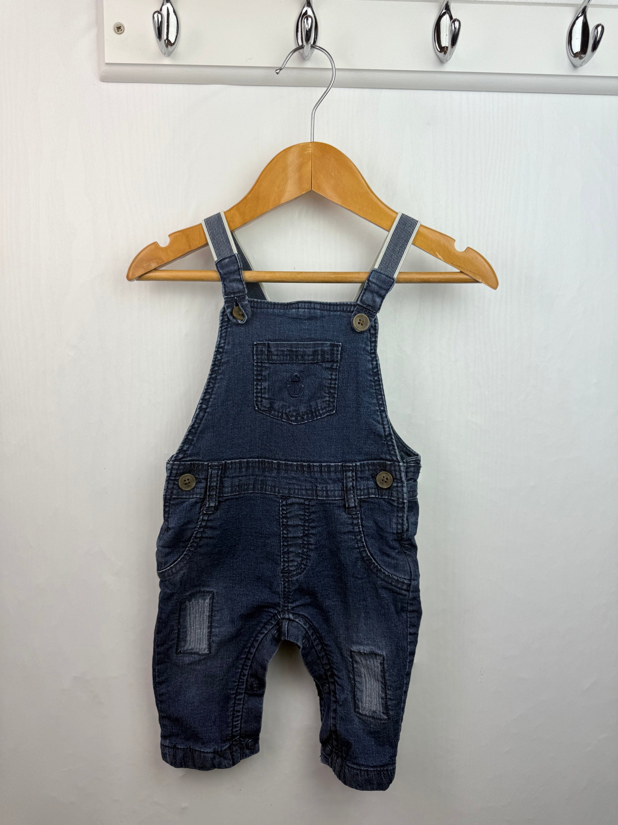 M&S Dark Blue Denim Dungarees - Boys 0 - 3 Months - Little Ones Preloved. Second Hand Children's & Preloved Baby, Kids, Girls & Boys Clothes. UK online