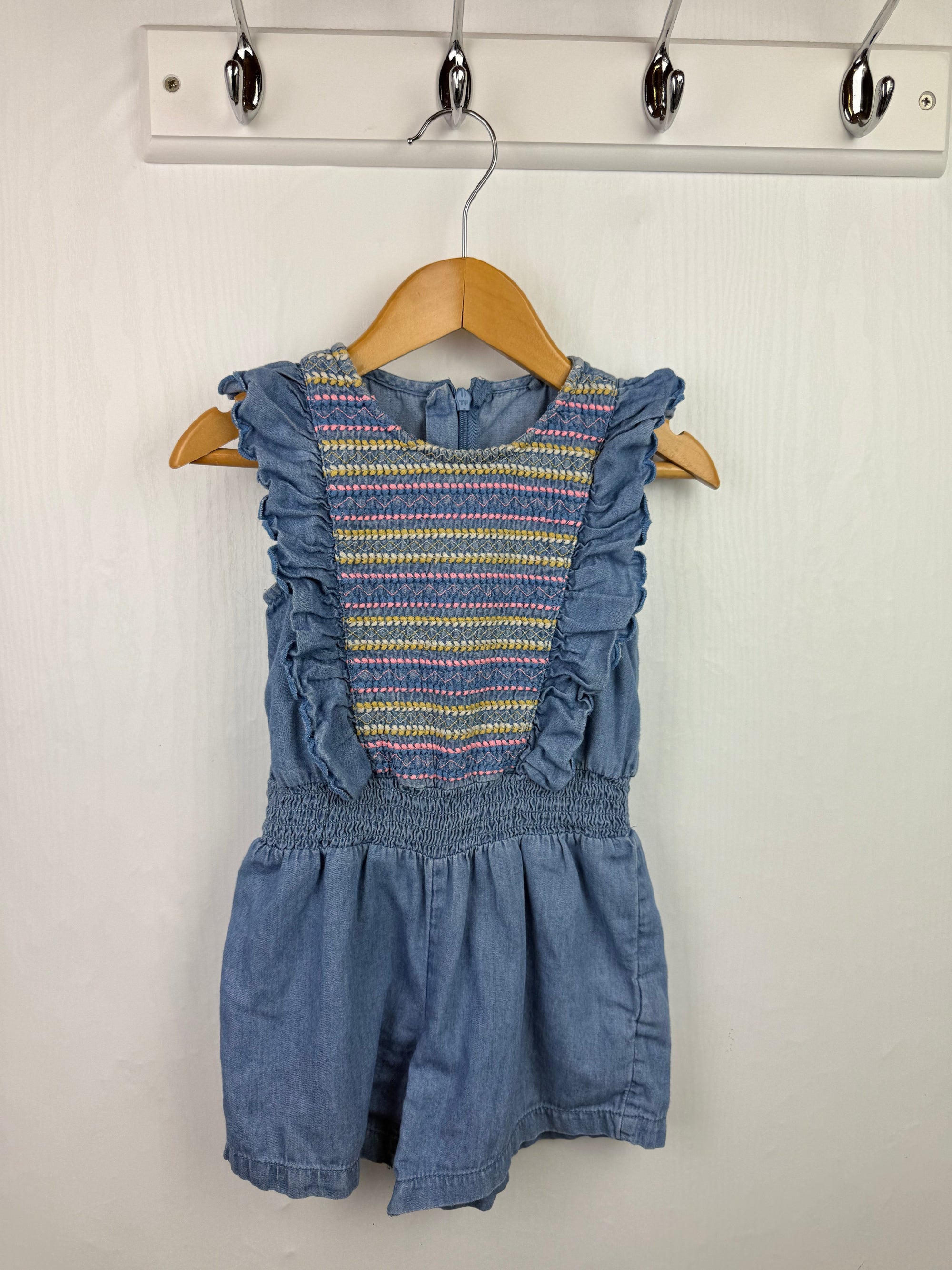 M&S Denim Embriodered Playsuit - Girls 2 - 3 Years - Little Ones Preloved. Second Hand Children's & Preloved Baby, Kids, Girls & Boys Clothes. UK online