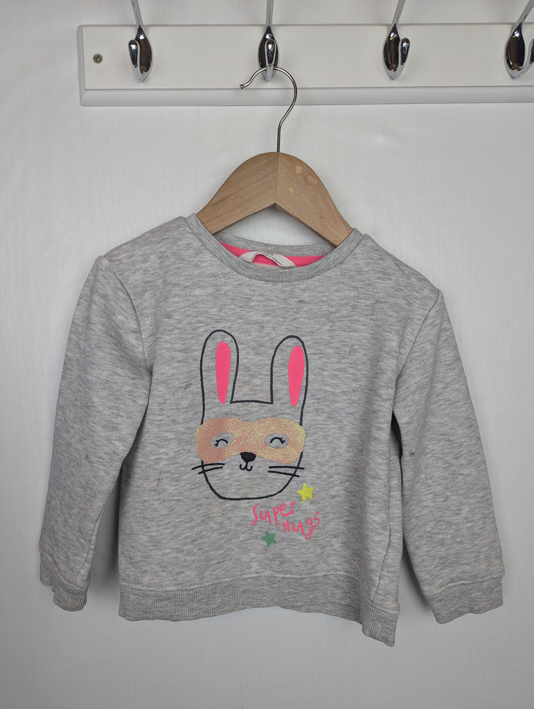 M&S Grey Bunny Jumper - Girls 2-3 Years Little Ones Preloved Used, Preloved, Preworn Baby, Girls & Boys Clothes. Kids & Children's second hand Clothing UK Online. Cheap affordable. Brands including Next, Joules, Nutmeg Morrisons, TU, F&F, H&M.