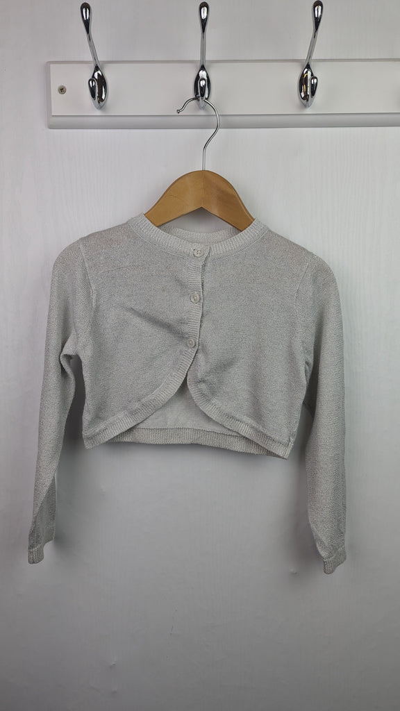 M&S Grey Glitter Cardigan - Girls 2-3 Years Little Ones Preloved Used, Preloved, Preworn & Second Hand Baby, Kids & Children's Clothing UK Online. Cheap affordable. Brands including Next, Joules, Nutmeg Morrisons, TU, F&F, H&M.