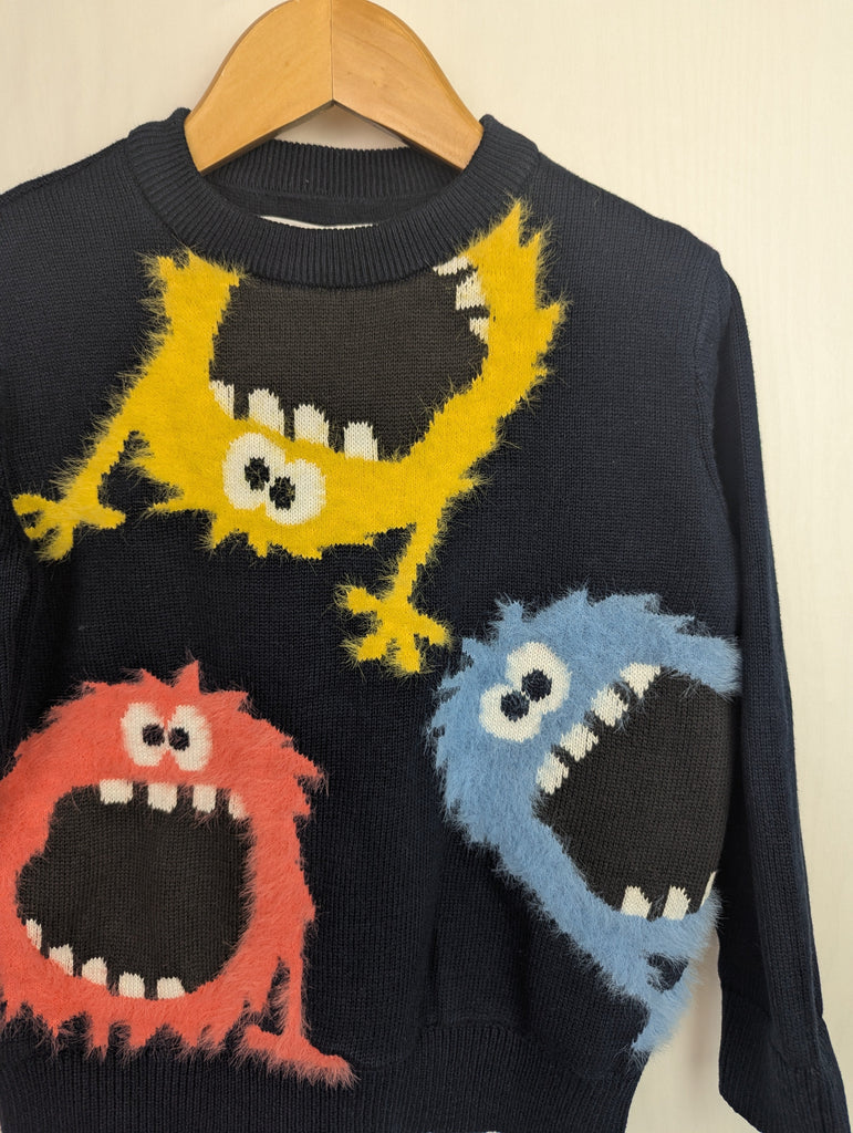 M&S Monster Knit Jumper - Boys 4-5 Years Little Ones Preloved Used, Preloved, Preworn Baby, Girls & Boys Clothes. Kids & Children's second hand Clothing UK Online. Cheap affordable. Brands including Next, Joules, Nutmeg Morrisons, TU, F&F, H&M.