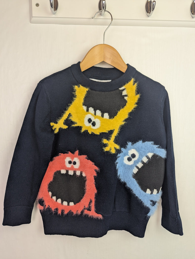 M&S Monster Knit Jumper - Boys 4-5 Years Little Ones Preloved Used, Preloved, Preworn Baby, Girls & Boys Clothes. Kids & Children's second hand Clothing UK Online. Cheap affordable. Brands including Next, Joules, Nutmeg Morrisons, TU, F&F, H&M.