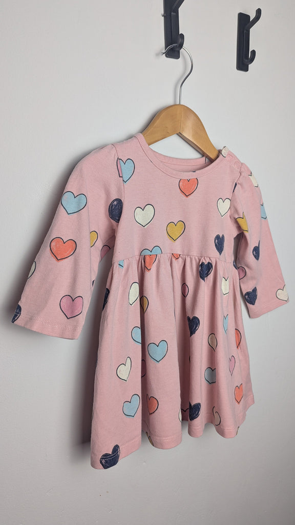 M&S Pink Heart Long Sleeve Dress - Girls 6-9 Months Little Ones Preloved Used, Preloved, Preworn & Second Hand Baby, Kids & Children's Clothing UK Online. Cheap affordable. Brands including Next, Joules, Nutmeg Morrisons, TU, F&F, H&M.