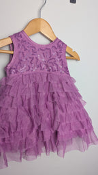 M&S Purple Sequin Ruffle Dress - Girls 0 - 3 Months - Little Ones Preloved. Second Hand Children's & Preloved Baby, Kids, Girls & Boys Clothes. UK online