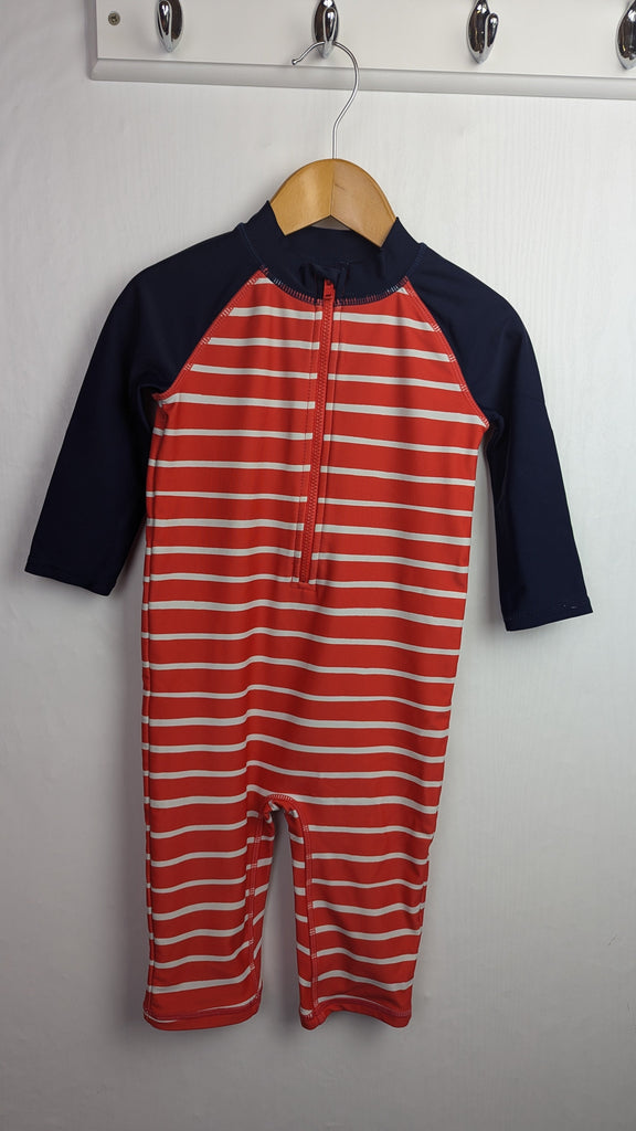 M&S Red & Navy Striped Swim suit - Boys 2-3 Years Little Ones Preloved Used, Preloved, Preworn Baby, Girls & Boys Clothes. Kids & Children's second hand Clothing UK Online. Cheap affordable. Brands including Next, Joules, Nutmeg Morrisons, TU, F&F, H&M.