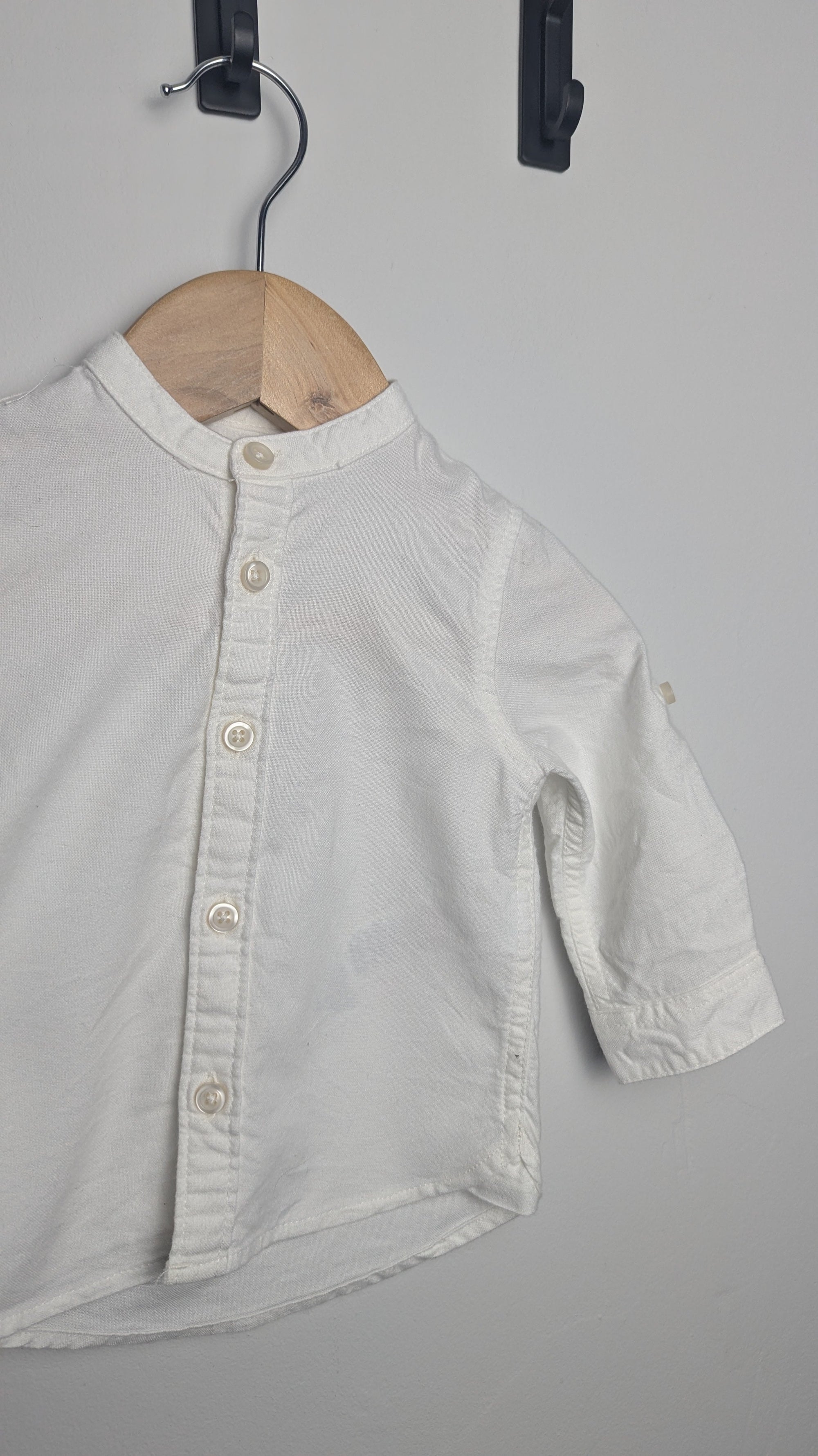 M&S White Collarless Shirt - Boys 3 - 6 Months - Little Ones Preloved. Second Hand Children's & Preloved Baby, Kids, Girls & Boys Clothes. UK online