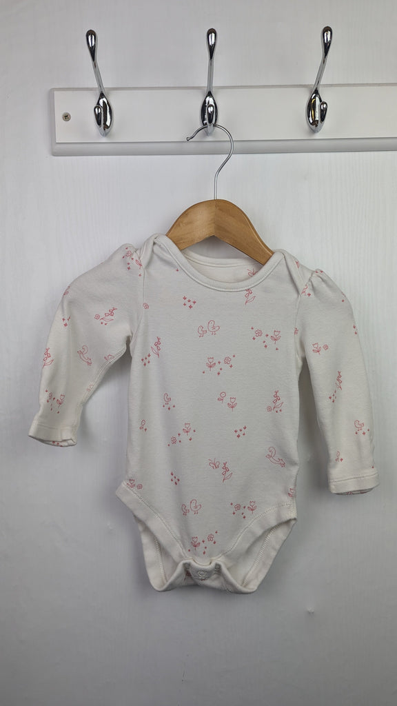 M&S White & Pink Long Sleeve Bodysuit - Girls 3-6 Months Little Ones Preloved Used, Preloved, Preworn & Second Hand Baby, Kids & Children's Clothing UK Online. Cheap affordable. Brands including Next, Joules, Nutmeg Morrisons, TU, F&F, H&M.