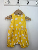 M&S Yellow Polka Dot Romper - Baby Girls 3 - 6 Months - Little Ones Preloved. Second Hand Children's & Preloved Baby, Kids, Girls & Boys Clothes. UK online