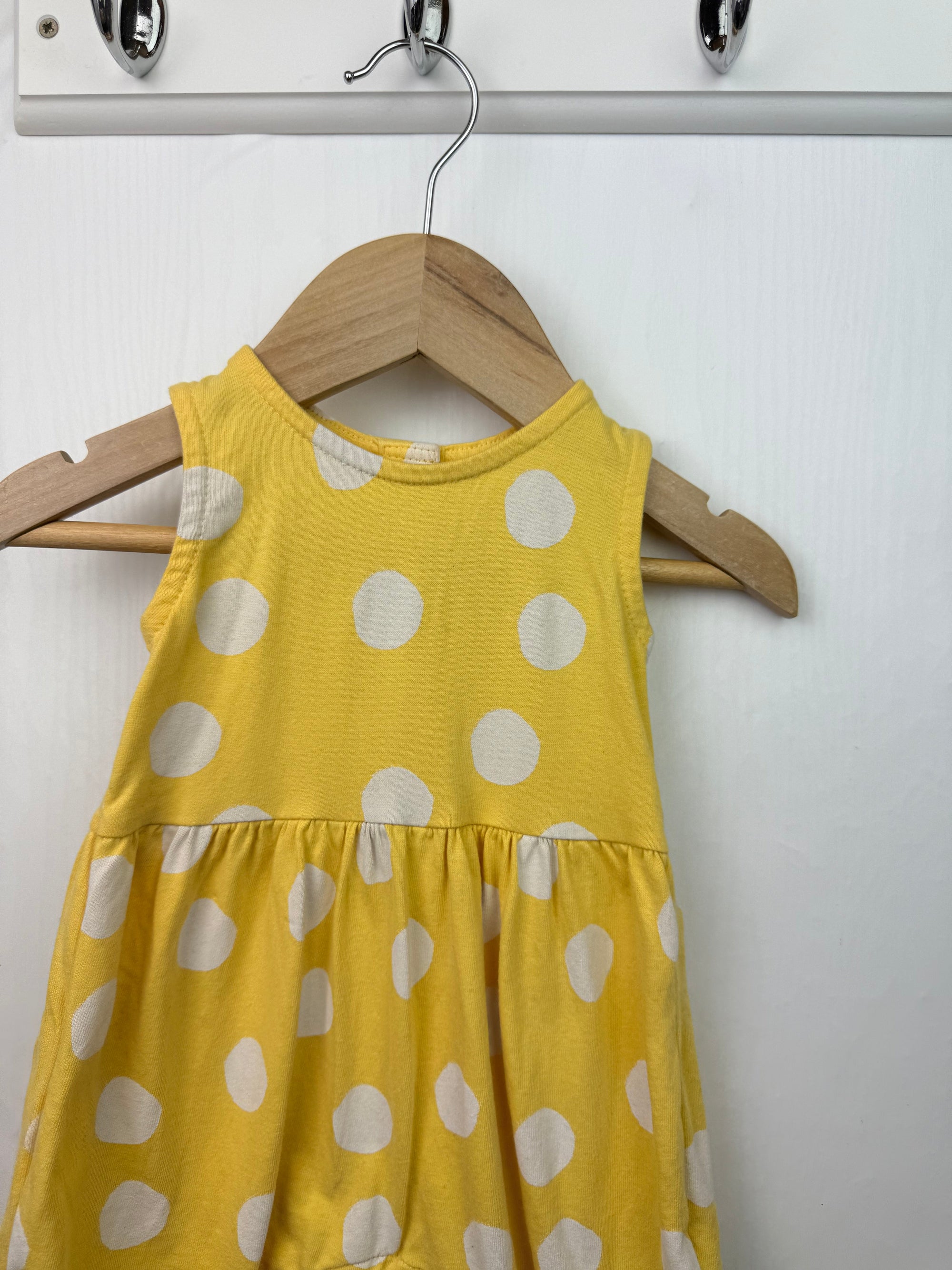 M&S Yellow Polkadot Romper - Baby Girls 3 - 6 Months - Little Ones Preloved. Second Hand Children's & Preloved Baby, Kids, Girls & Boys Clothes. UK online