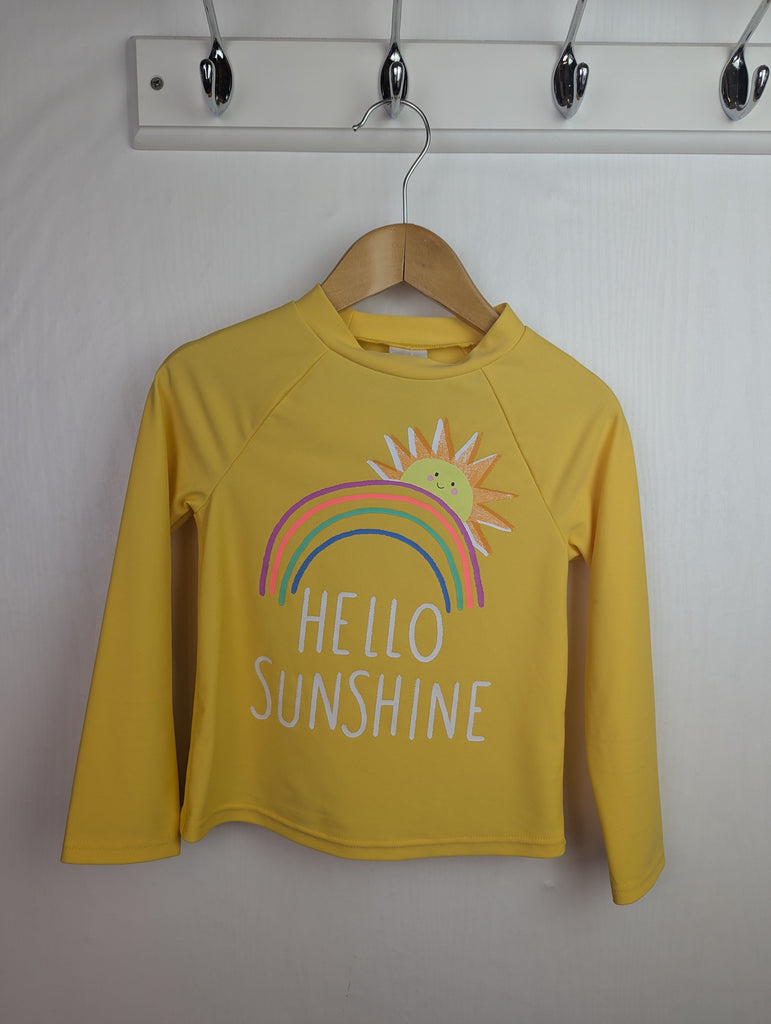 M&S Yellow Sunshine Swim Top - Girls 4-5 Years Little Ones Preloved Used, Preloved, Preworn Baby, Girls & Boys Clothes. Kids & Children's second hand Clothing UK Online. Cheap affordable. Brands including Next, Joules, Nutmeg Morrisons, TU, F&F, H&M.