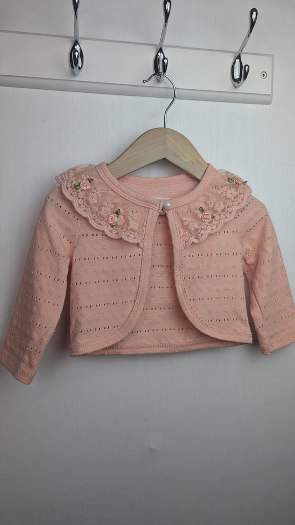 Mud Kingdom Pink Lace Cardigan - Girls 12-18 Months Little Ones Preloved Used, Preloved, Preworn Baby, Girls & Boys Clothes. Kids & Children's second hand Clothing UK Online. Cheap affordable. Brands including Next, Joules, Nutmeg Morrisons, TU, F&F, H&M.