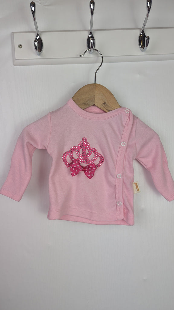 Nana Pink Tiara Cardigan - Girls 0-3 Months Little Ones Preloved Used, Preloved, Preworn Baby, Girls & Boys Clothes. Kids & Children's second hand Clothing UK Online. Cheap affordable. Brands including Next, Joules, Nutmeg Morrisons, TU, F&F, H&M.