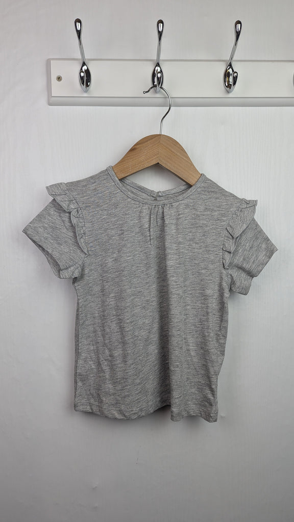 NEW Every Day Grey Ruffle Sleeve Top - Girls 2-3 Years Little Ones Preloved Used, Preloved, Preworn & Second Hand Baby, Kids & Children's Clothing UK Online. Cheap affordable. Brands including Next, Joules, Nutmeg Morrisons, TU, F&F, H&M.