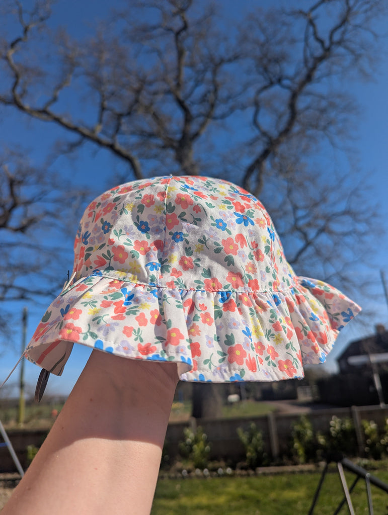 NEW Ex-M*S Floral Reversible Hat - Girls 3-6 Months Little Ones Preloved Used, Preloved, Preworn Baby, Girls & Boys Clothes. Kids & Children's second hand Clothing UK Online. Cheap affordable. Brands including Next, Joules, Nutmeg Morrisons, TU, F&F, H&M.