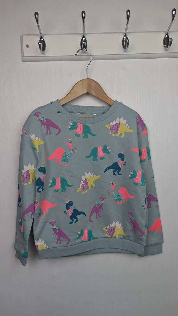 NEW Ex-M&S Teal Dinosaur Jumper - Girls 6-7 Years Little Ones Preloved Used, Preloved, Preworn Baby, Girls & Boys Clothes. Kids & Children's second hand Clothing UK Online. Cheap affordable. Brands including Next, Joules, Nutmeg Morrisons, TU, F&F, H&M.