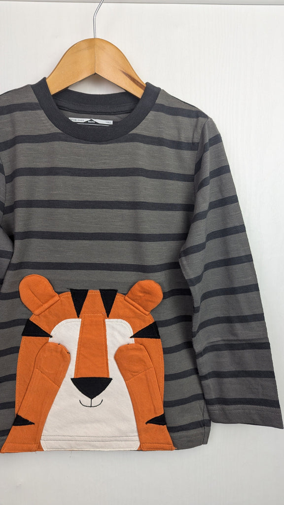 NEW Ex-N*xt Tiger Long Sleeve Top - Boys 9-12 Months Little Ones Preloved Used, Preloved, Preworn Baby, Girls & Boys Clothes. Kids & Children's second hand Clothing UK Online. Cheap affordable. Brands including Next, Joules, Nutmeg Morrisons, TU, F&F, H&M.