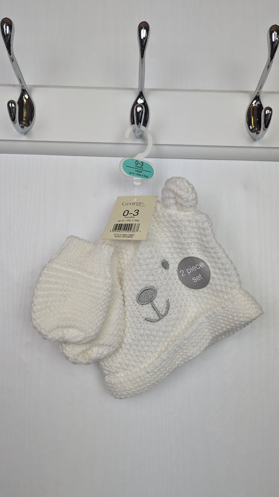 NEW George Knit Bear Hat & Mittens - Unisex Baby 0-3 Months George Used, Preloved, Preworn & Second Hand Baby, Kids & Children's Clothing UK Online. Cheap affordable. Brands including Next, Joules, Nutmeg Morrisons, TU, F&F, H&M.