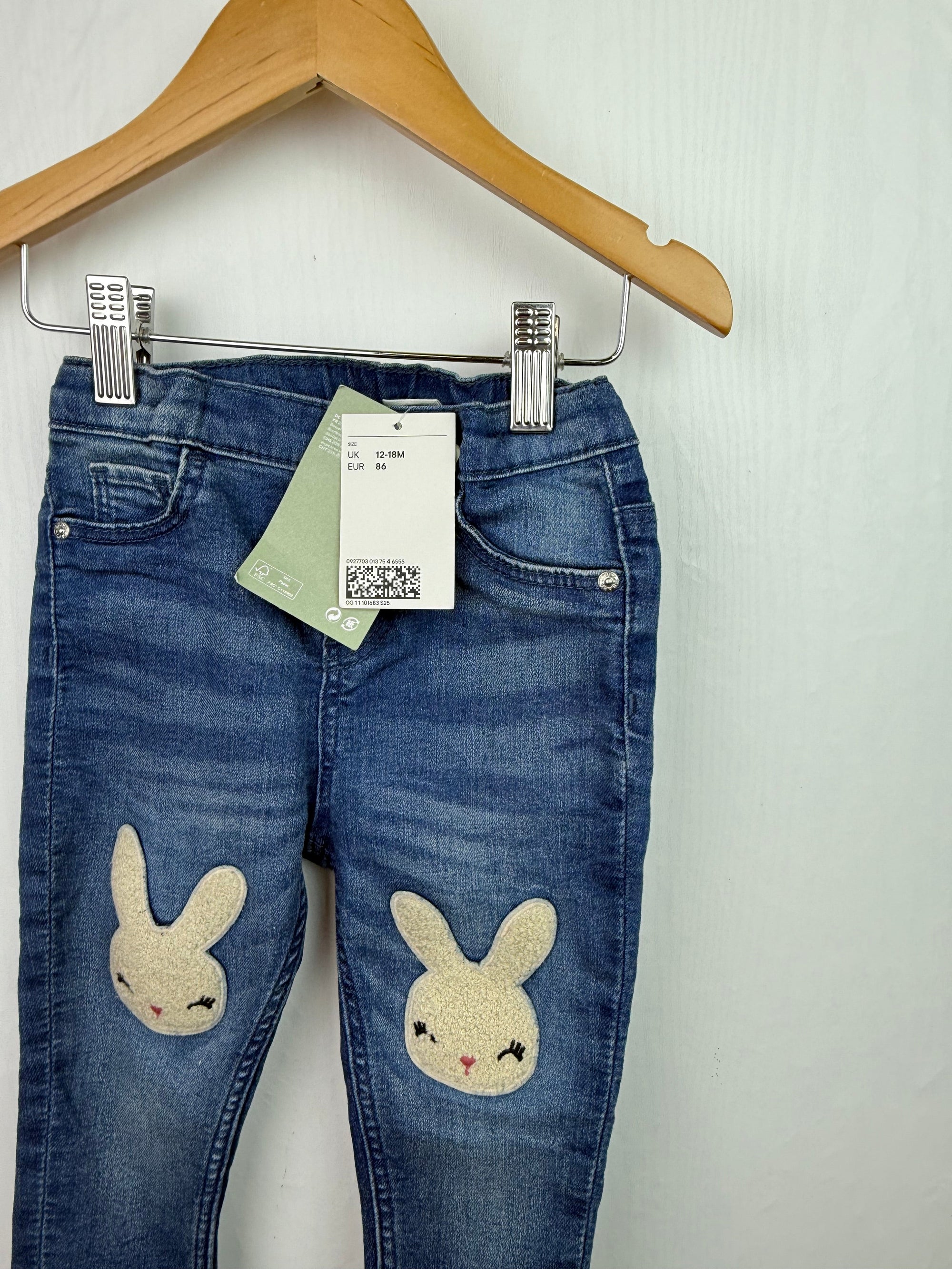 NEW H&M Bunny Jeans - Girls 12 - 18 Months - Little Ones Preloved. Second Hand Children's & Preloved Baby, Kids, Girls & Boys Clothes. UK online