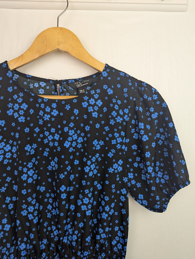 New-Look Black & Blue Floral Dress - Girls 14 Years Little Ones Preloved Used, Preloved, Preworn Baby, Girls & Boys Clothes. Kids & Children's second hand Clothing UK Online. Cheap affordable. Brands including Next, Joules, Nutmeg Morrisons, TU, F&F, H&M.